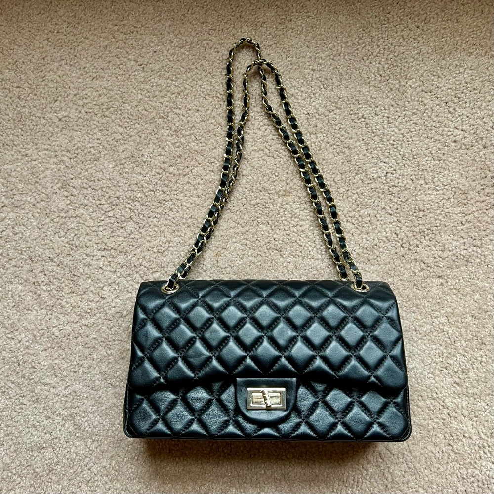 Classic Quilted Double Flap Bag Genuine Leather